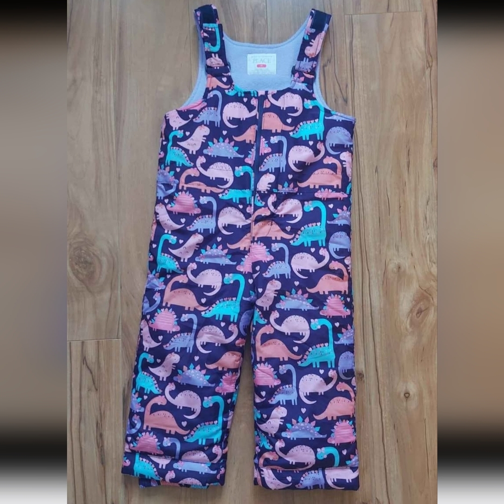 NWOT Childrens Place Insultated Fleece Lined Dinosaur Snowpants. Size 3t